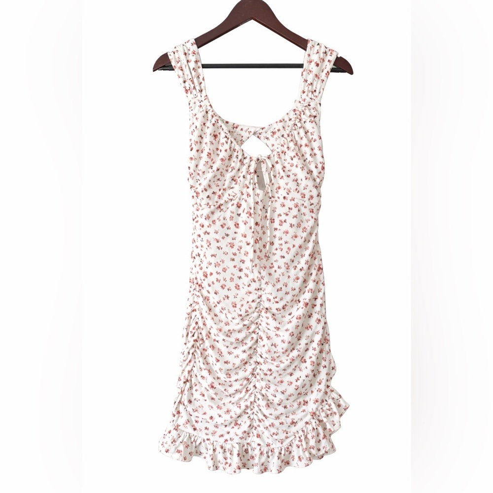 Urban Outfitters Cream Mini Dress with Red Floral Print